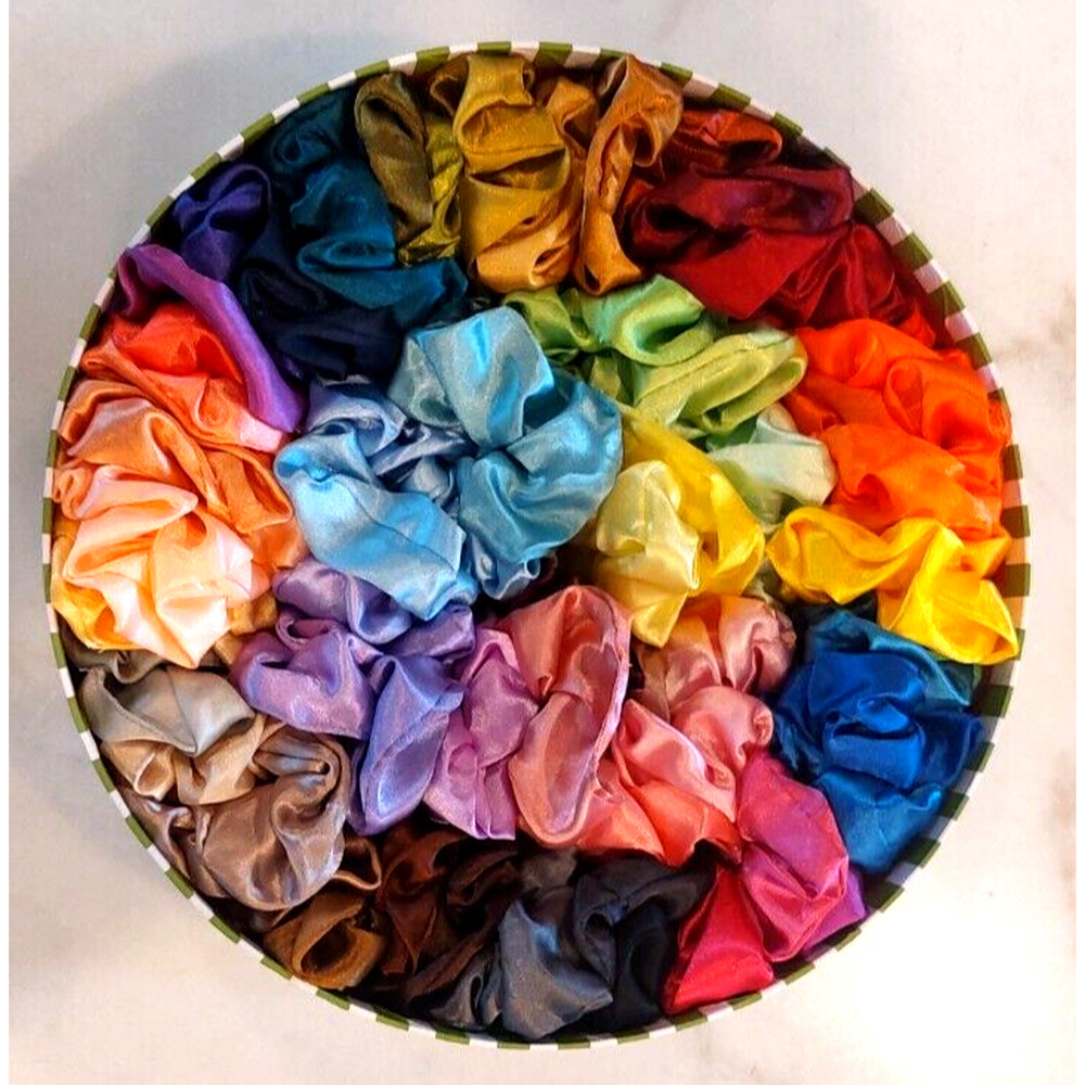Rainbow of Scrunchies in Christmas Gift Box - 63 scrunchies